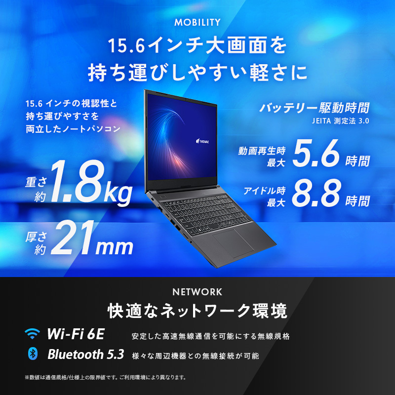 THIRDWAVE DX-15RP7A メモリ8GB搭載 通販限定モデル（DX-15RP7A）24602